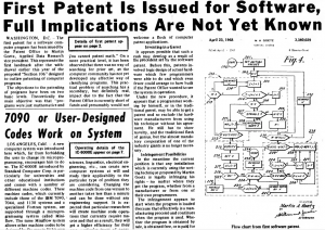 "First Patent Is Issued for Software, Full Implications Are Not Yet Known" published in Computerworld Volume 2, Issue 25 on June 19, 1968