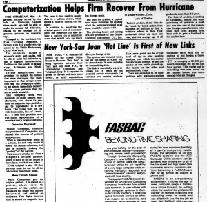 "Computerization Helps Firm Recover from Hurricane" published in Computerworld Volume 3, Issue 37 on September 17, 1969