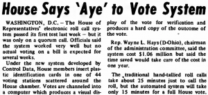 "House Says 'Aye' to Vote System" published in Computerworld Volume 7, Issue 5 on January 31, 1973