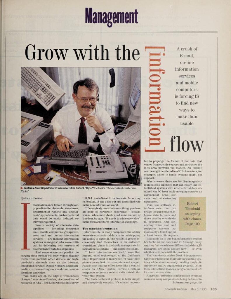 “Grow with the information flow” published in Computerworld Volume 27, Issue 18 on May 3, 1993